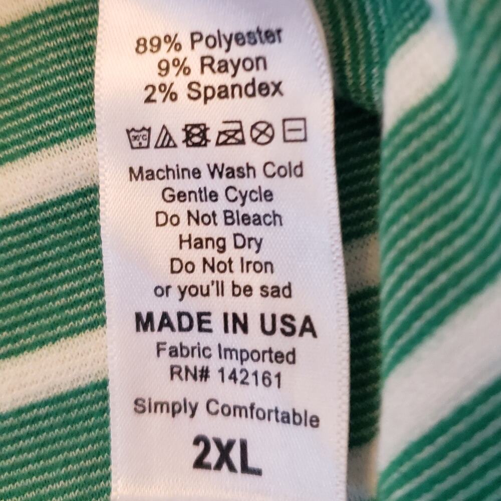 LuLaRoe Classic T Green White Striped Scoop Neck Short Sleeve Top 2XL - Picture 5 of 5